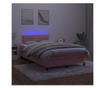 Легло с матрак и LED, розово, 120x200 см, кадифе