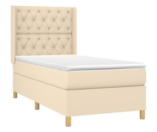 Боксспринг легло с матрак, крем, 80x200 см, текстил