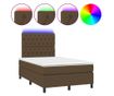 Легло с пружини, матрак и LED, тъмнокафяво, 120x200 см, текстил