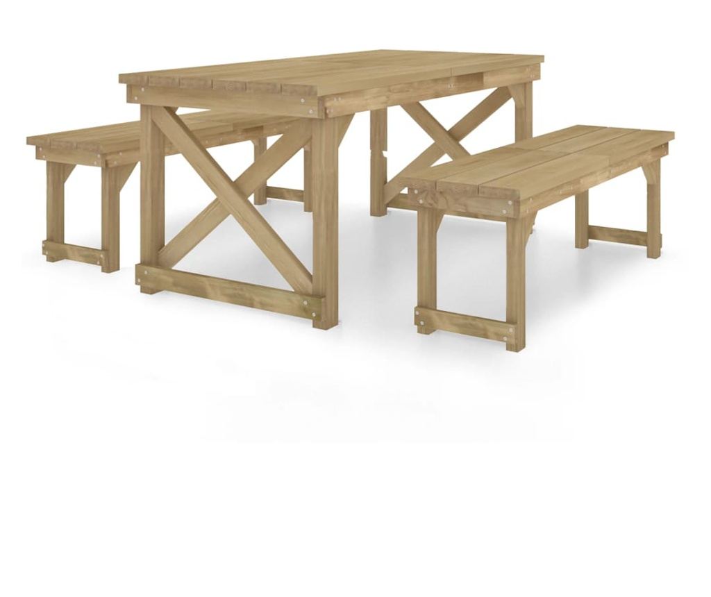 Vrtni namještaj, 3 komada, Tretirano borovo drvo - 2