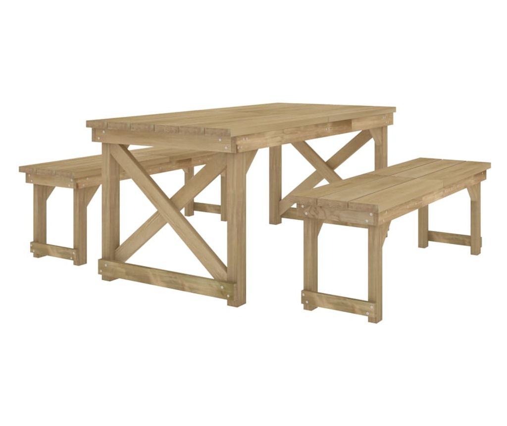 Vrtni namještaj, 3 komada, Tretirano borovo drvo - 3