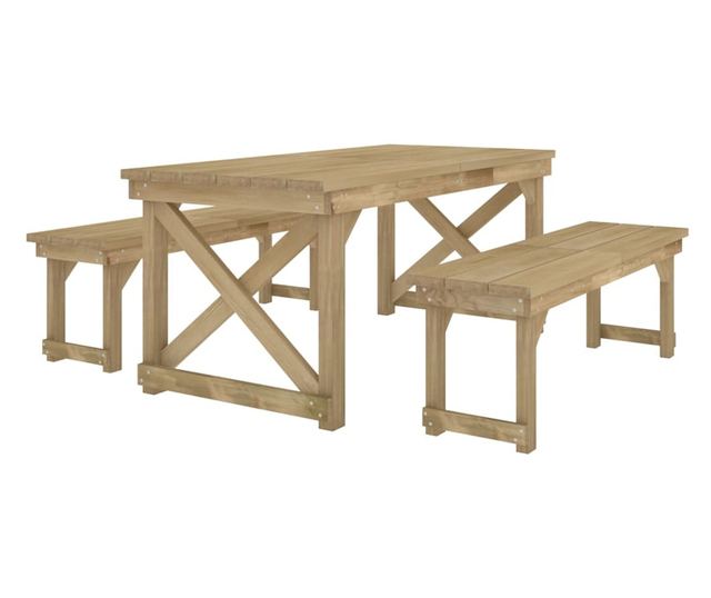 Градински комплект мебели, 3 части, Обработена борова дървесина