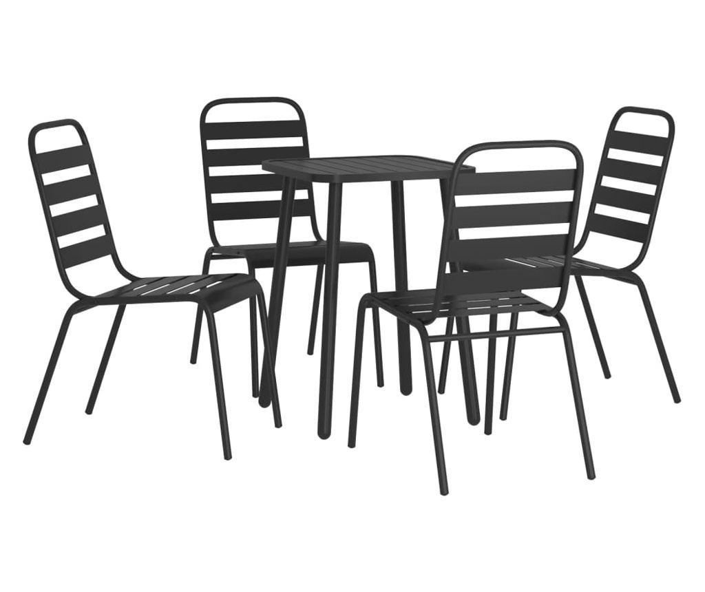 Градински комплект за хранене, 5 части, антрацит, стомана - 3