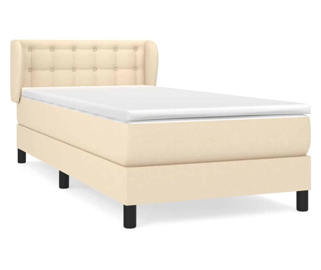 Боксспринг легло с матрак, кремаво, 100x200 см, текстил - 2