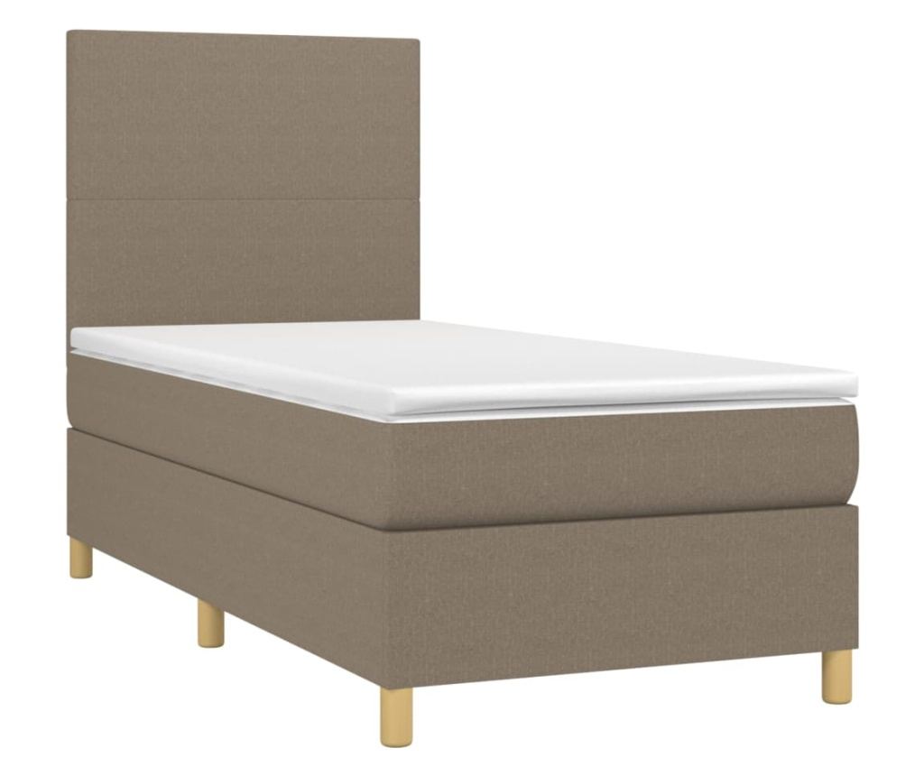 Κρεβάτι με ελατήρια, στρώμα και LED, Taupe γκρι, 100x200 εκ., ύφασμα - 3