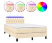 Upholstered Bed with Spring Mattress and LED, Cream, 120x200 cm, Fabric thumbnail 2