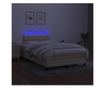 Upholstered Bed with Spring Mattress and LED, Cream, 120x200 cm, Fabric thumbnail 4