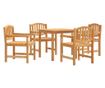 Градински комплект маса, масивно тиково дърво, 5 части