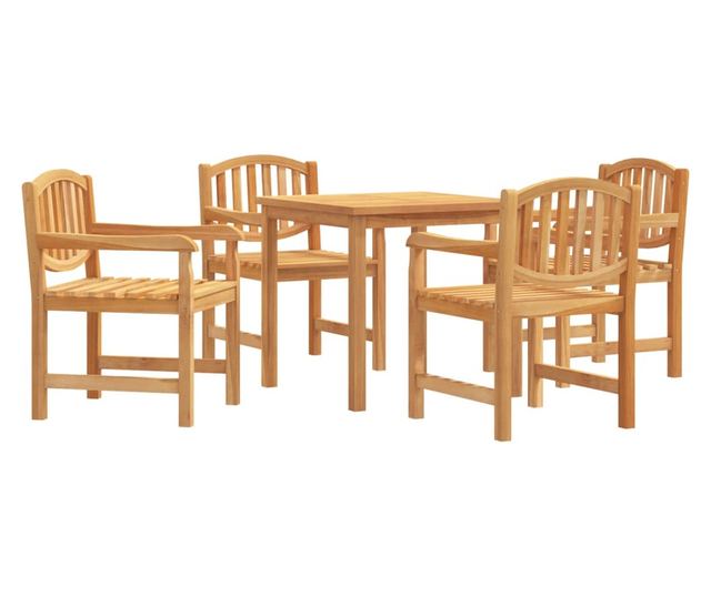 Градински комплект маса, масивно тиково дърво, 5 части