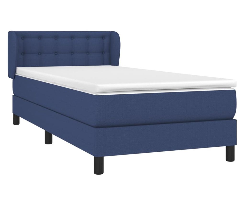 Боксспринг легло с матрак, синьо, 100x200 см, текстил - 3