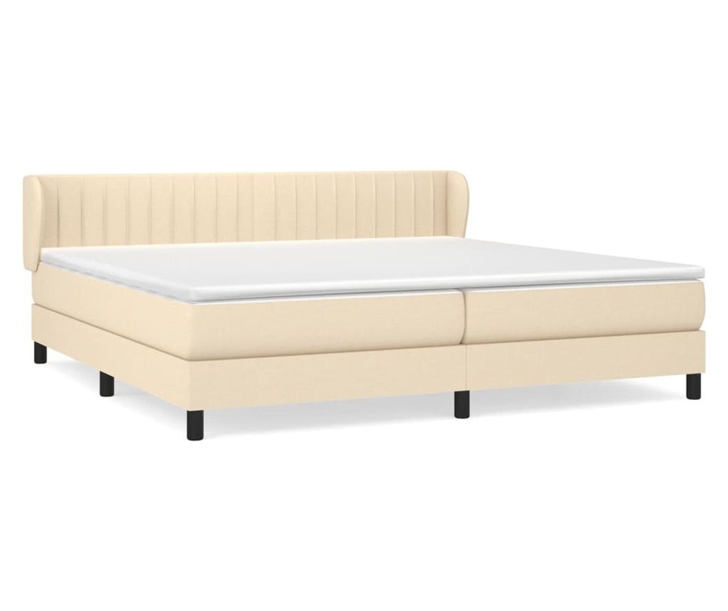 Boxspring posteľ s matracom, krémová, 200x200 cm, textil - 2