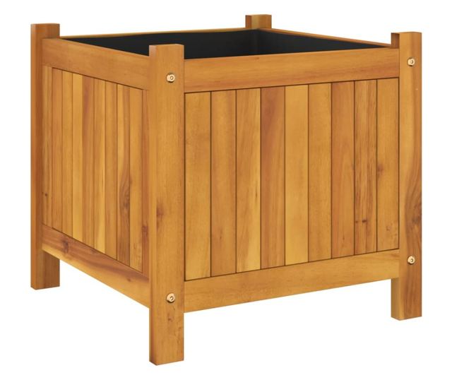 tömör akácfa kerti virágtartó béléssel 42 x 42 x 40 cm