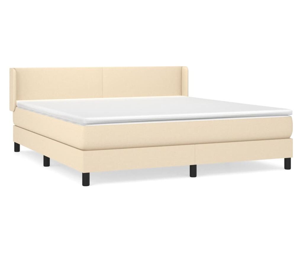 Szezlong z materacem, kremowy, 160x200 cm, materiał tekstylny - 2