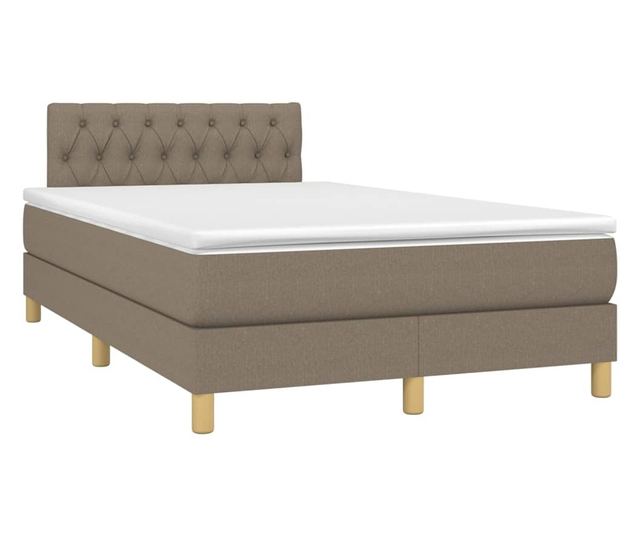 Легло с пружини, матрак и LED, таупе сиво, 120x200 см, текстил