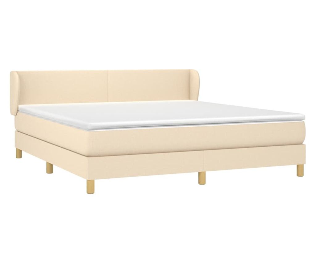 Континентално легло с матрак, кремаво, 180x200 см, текстил - 3