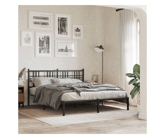 fekete fém fejtámla 160 cm