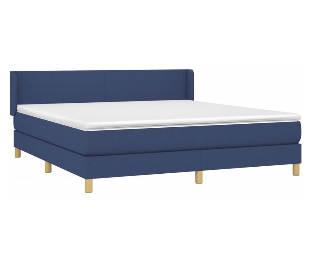 Континентално легло с матрак, синьо, 160x200 см, текстилен материал - 3