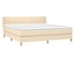 Боксспринг легло с матрак, кремаво, 160x200 см, текстилен материал thumbnail 3