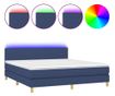Легло с пружини, матрак и LED, синьо, 160x200 см, текстил thumbnail 2