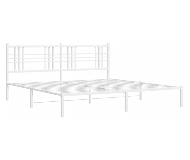 fehér fém ágykeret fejtámlával 183 x 213 cm