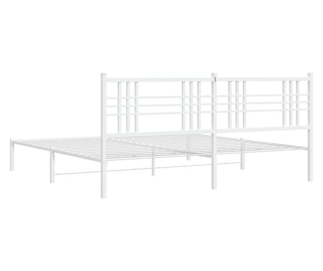 fehér fém ágykeret fejtámlával 183 x 213 cm