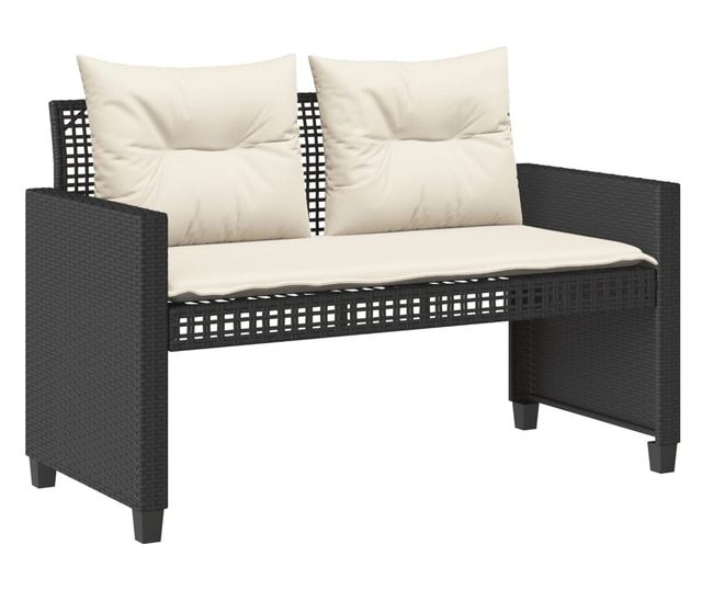 4 részes fekete polyrattan üveg kerti ülőgarnitúra párnával