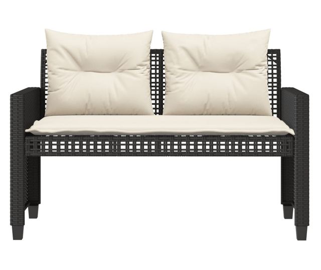 4 részes fekete polyrattan üveg kerti ülőgarnitúra párnával