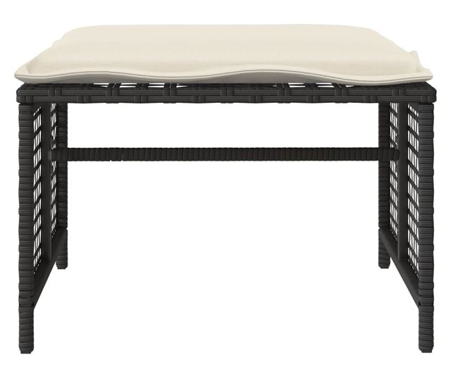 4 részes fekete polyrattan üveg kerti ülőgarnitúra párnával