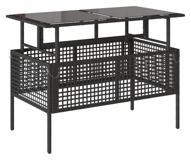 4 részes fekete polyrattan üveg kerti ülőgarnitúra párnával