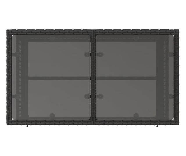 4 részes fekete polyrattan üveg kerti ülőgarnitúra párnával