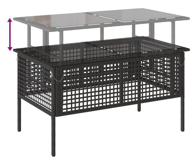 4 részes fekete polyrattan üveg kerti ülőgarnitúra párnával