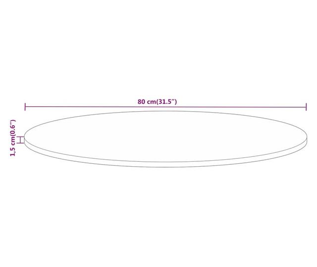 tömör újrahasznosított fa kerek asztallap Ø80 x 1,5 cm