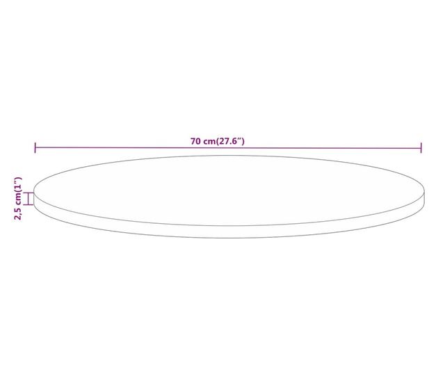 tömör mangófa kerek asztallap Ø70 x 2,5 cm