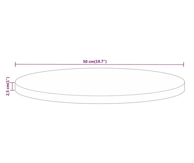 tömör újrahasznosított fa kerek asztallap Ø50 x 2,5 cm