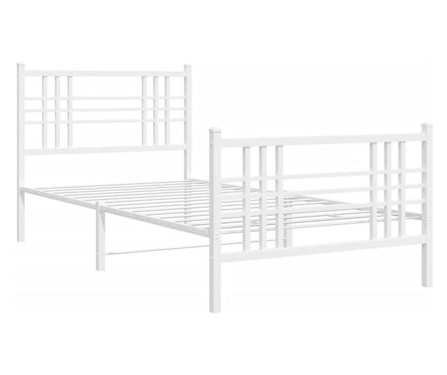 fehér fém ágykeret fej- és lábtámlával 90x200 cm