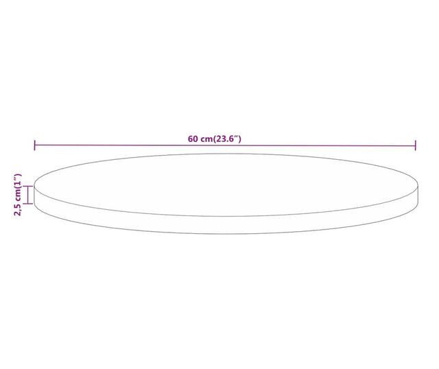 tömör mangófa kerek asztallap Ø60 x 2,5 cm