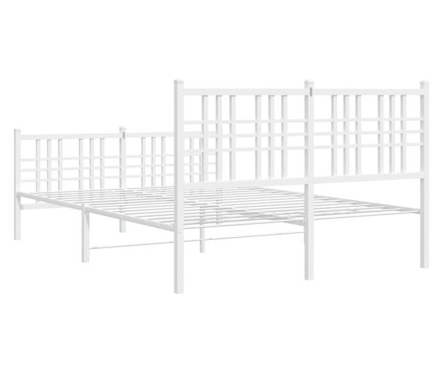 fehér fém ágykeret fej- és lábtámlával 140x200 cm