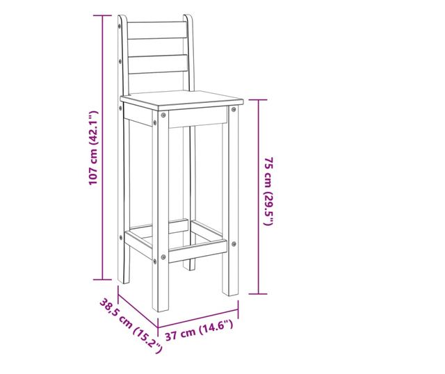 2 db fehér tömör fenyőfa bárszék