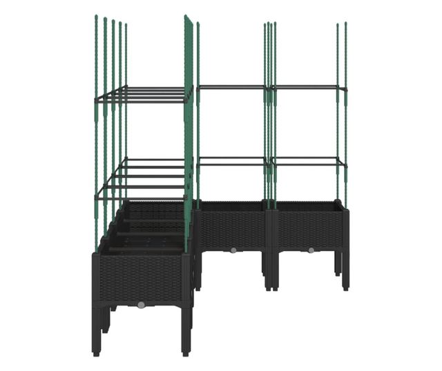 fekete polipropilén rácsos kerti ültetőláda 160x120x142,5 cm