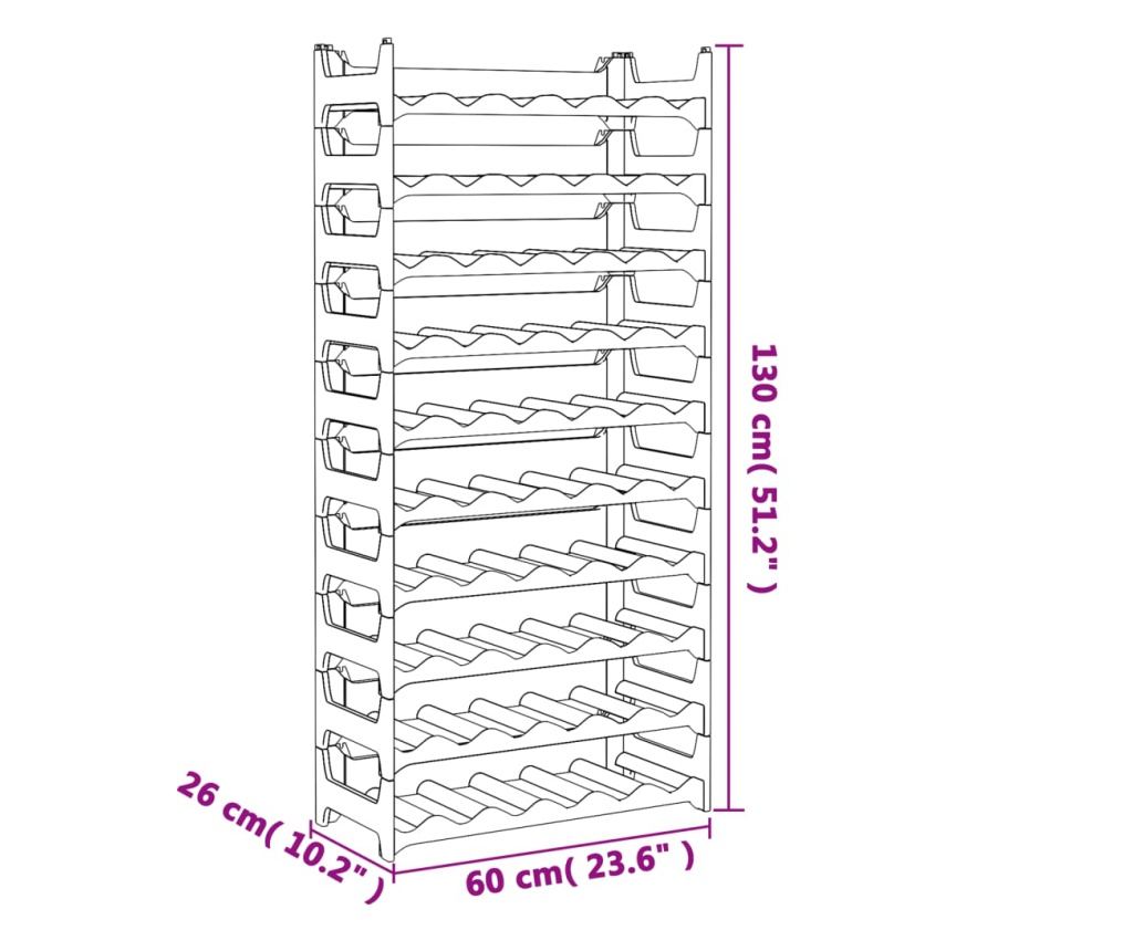 Wine Rack, for 60 Bottles, Stackable PP - 6