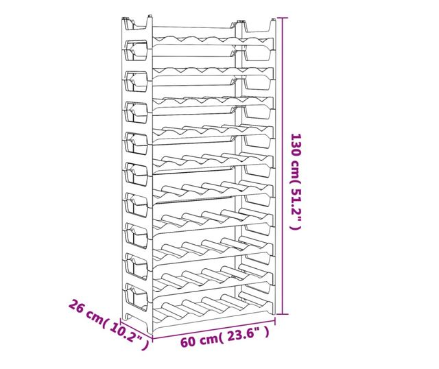 Стойка за вино, за 60 бутилки, Полипропилен (PP), Подреждаща се