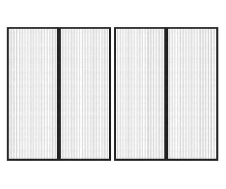 Zastori protiv insekata 2 kom s magnetima 230 x 160 cm crni