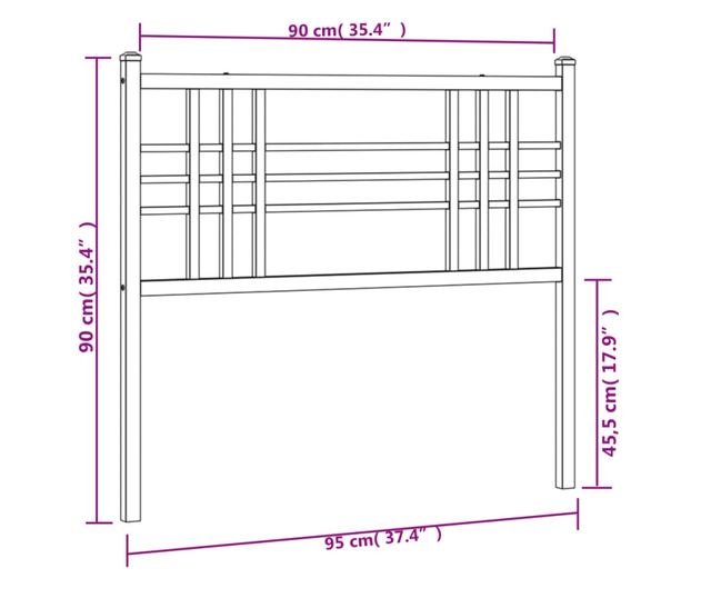 fekete fém fejtámla 90 cm