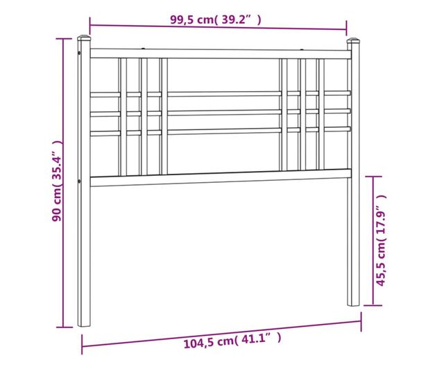fehér fém fejtámla 100 cm
