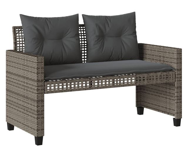 4 részes szürke polyrattan üveg kerti ülőgarnitúra párnákkal