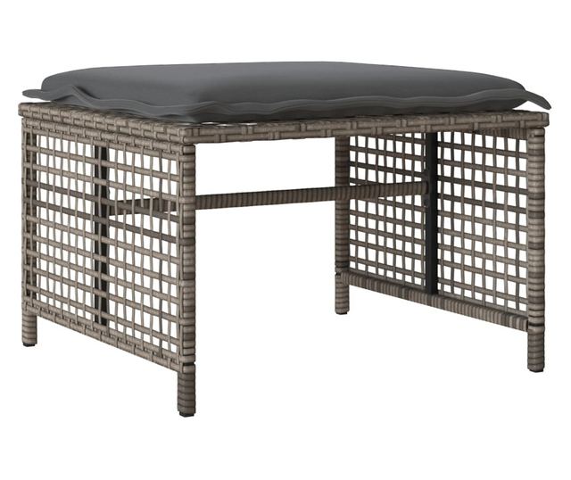 4 részes szürke polyrattan üveg kerti ülőgarnitúra párnákkal