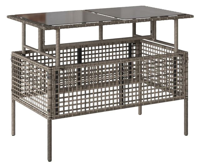 4 részes szürke polyrattan üveg kerti ülőgarnitúra párnákkal