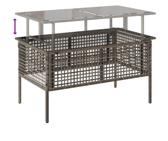 4 részes szürke polyrattan üveg kerti ülőgarnitúra párnákkal