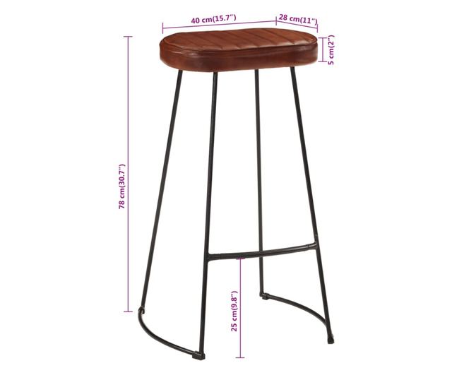 Gavin barski stoli, 2 kosa, temno rjava, 44X37.5X78 cm