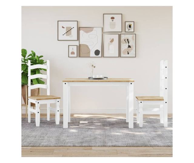 Panama fehér tömör fenyőfa ebédlőasztal 117 x 60 x 75 cm